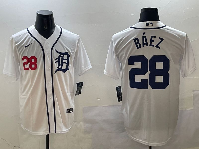 Men Detroit Tigers #28 Baez White Game 2025 Nike MLB Jersey style 2->los angeles dodgers->MLB Jersey